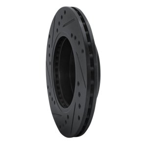 Nissan Pulsar NX Brake Rotor (1) - Front Right - R1 Concepts - Drilled & Slotted - Black - `86-`17